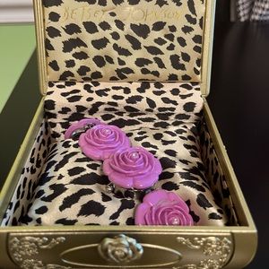 Betsy Johnson Pink Flower Wrist Watch/Bracelet in Hot Pink Animal Print Wardrobe